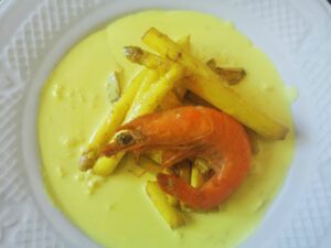 duo terre - mer : asperge - gambas