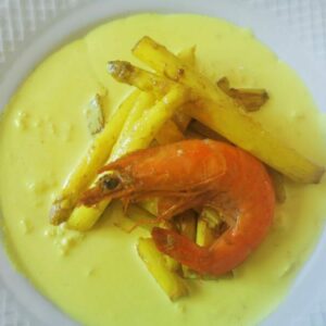 duo terre - mer : asperge - gambas
