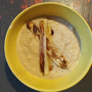 Asperges rôties velouté chou-fleur