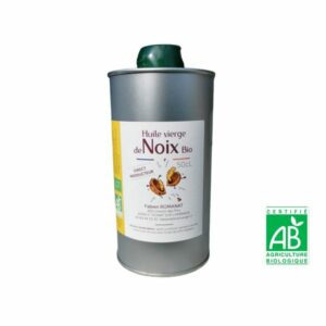 Bidon de 50 cl d'huile vierge de noix bio pressée à froid à la ferme